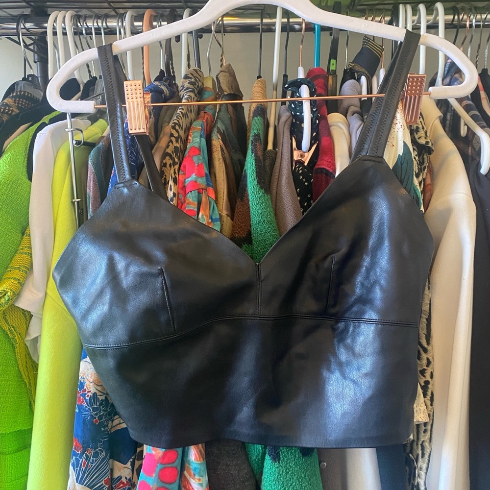NWT Zara Trafaluc Pleather Crop Top Sz M
